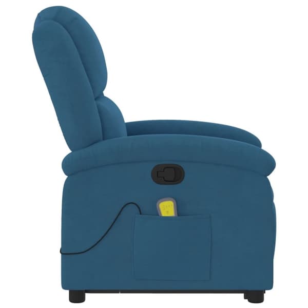 vidaXL Massagefåtölj med uppresningshjälp Blå sammet