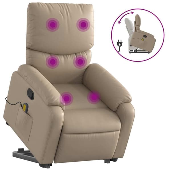 vidaXL løftestol med massagefunktion kunstlæder cappuccino