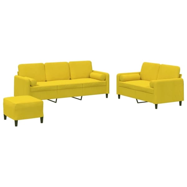 vidaXL sofasæt 3 dele med puder velour gul
