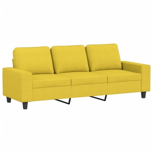 vidaXL 3-sitssoffa med fotpall Ljusgul 180 cm tyg