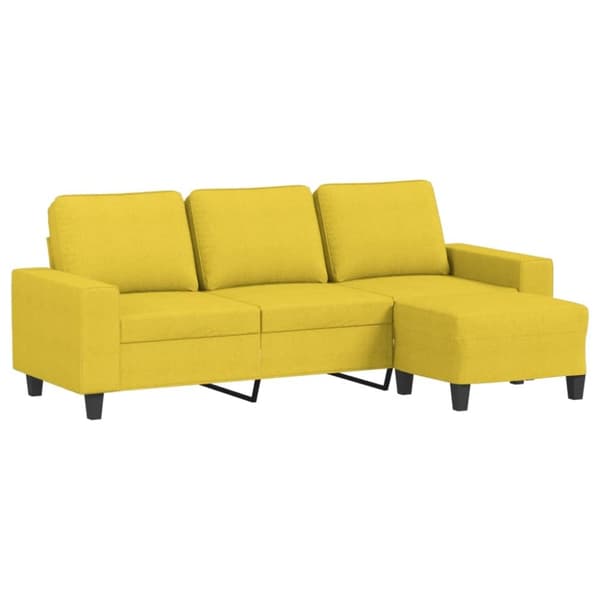 vidaXL 3-sitssoffa med fotpall Ljusgul 180 cm tyg