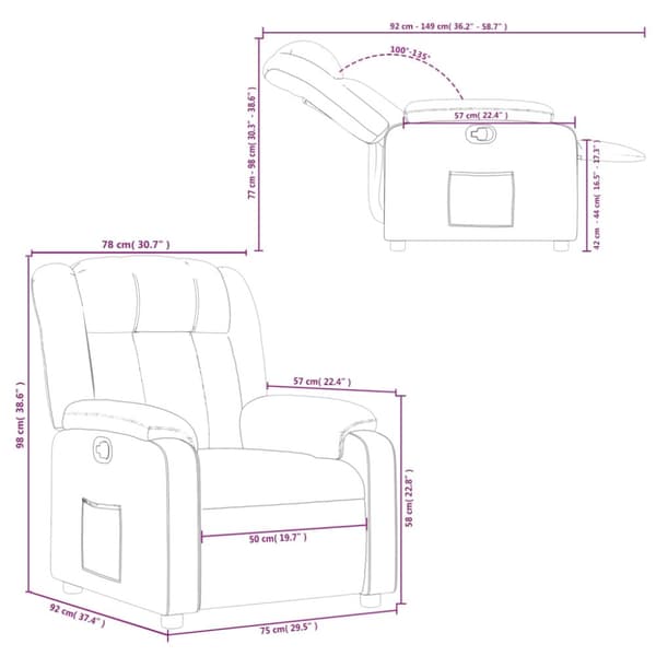 vidaXL Reclinerfåtölj grå konstläder