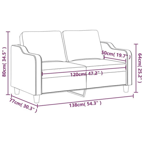vidaXL 2-personers sofa 120 cm stof vinrød