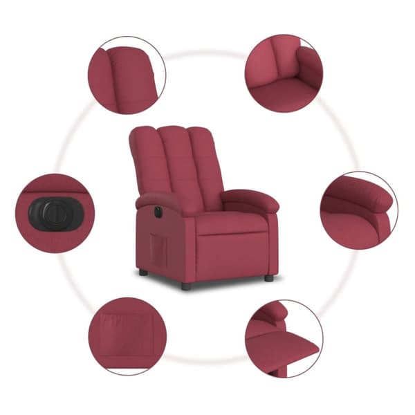 vidaXL Elektrisk reclinerfåtölj vinröd tyg