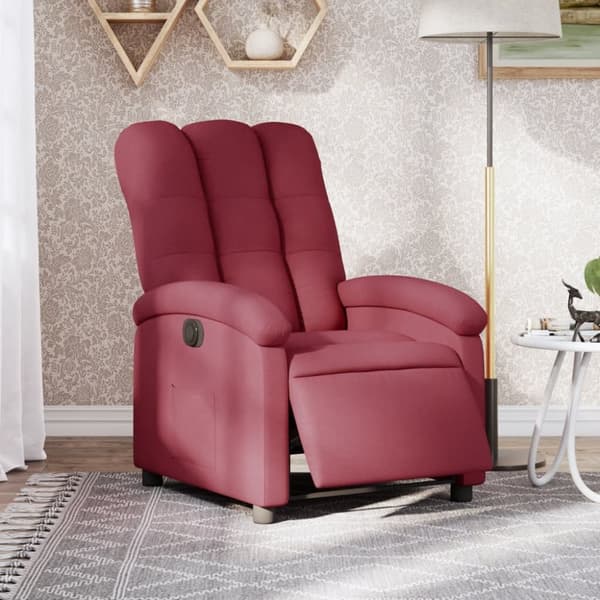 vidaXL Elektrisk reclinerfåtölj vinröd tyg