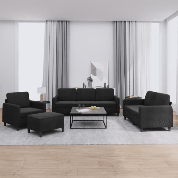 vidaXL sofasæt 4 dele velour sort
