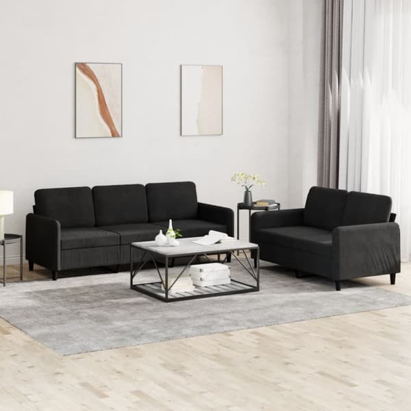 vidaXL Soffgrupp 2 delar svart sammet