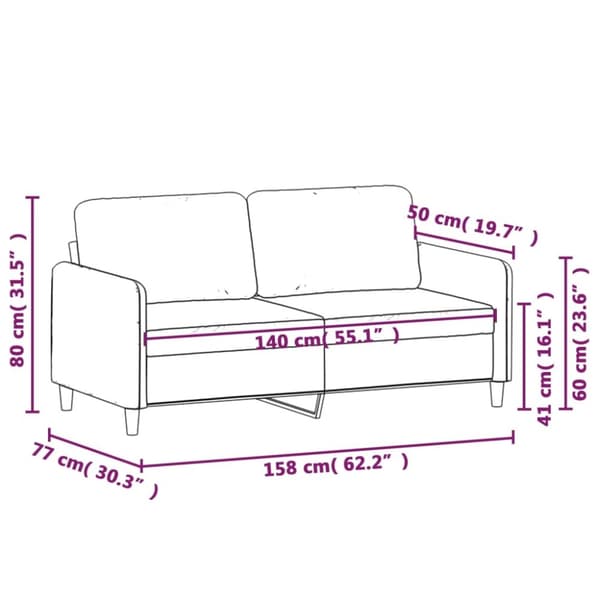 vidaXL 2-sitssoffa blå 140 cm sammet