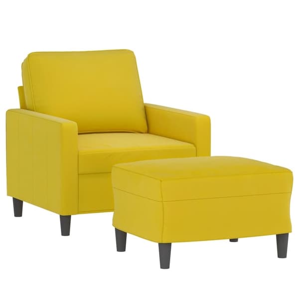 vidaXL Fåtölj med fotpall gul 60 cm sammet