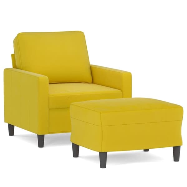 vidaXL Fåtölj med fotpall gul 60 cm sammet