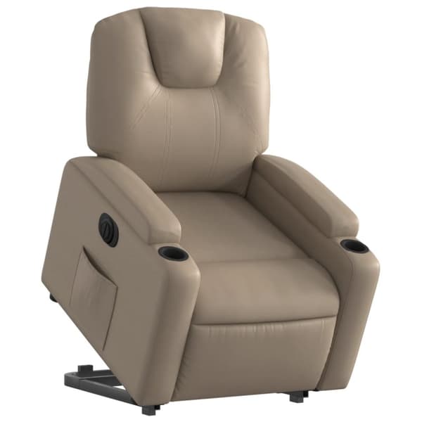 vidaXL Reclinerfåtölj med uppresningshjälp cappuccino konstläder
