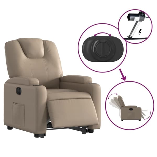 vidaXL Reclinerfåtölj med uppresningshjälp cappuccino konstläder