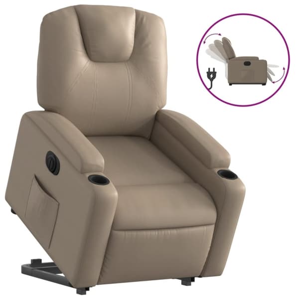 vidaXL Reclinerfåtölj med uppresningshjälp cappuccino konstläder