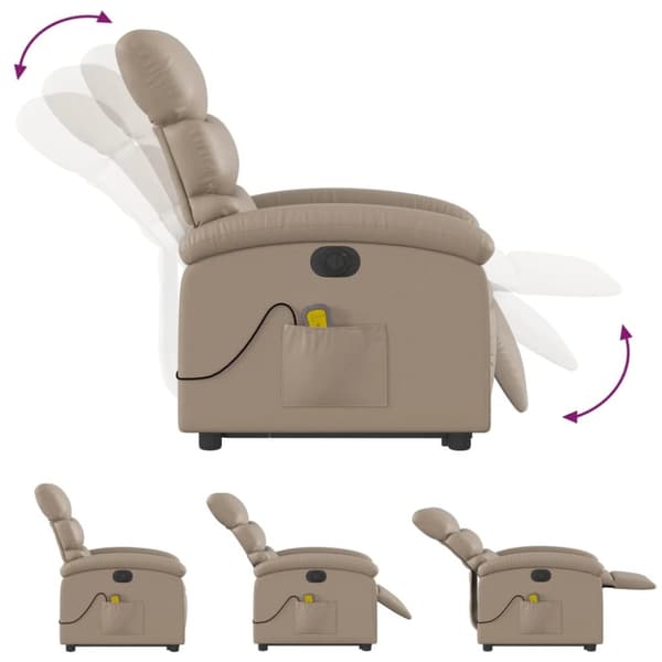 vidaXL massagestol med løftefunktion kunstlæder cappuccinofarvet
