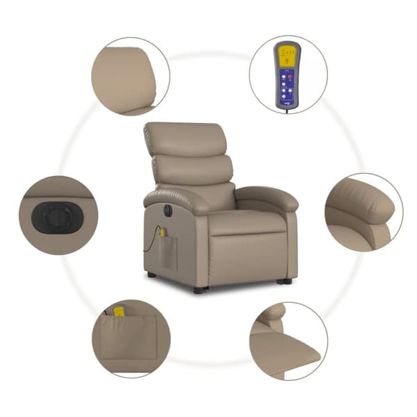 vidaXL massagestol med løftefunktion kunstlæder cappuccinofarvet