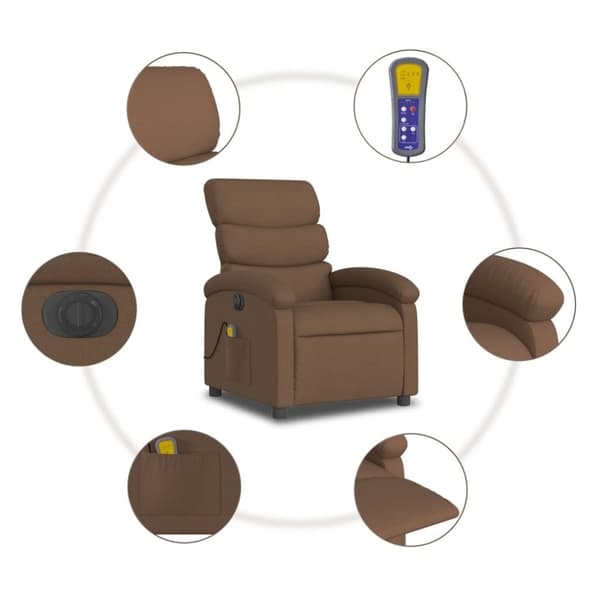 vidaXL Elektrisk massagefåtölj brun tyg