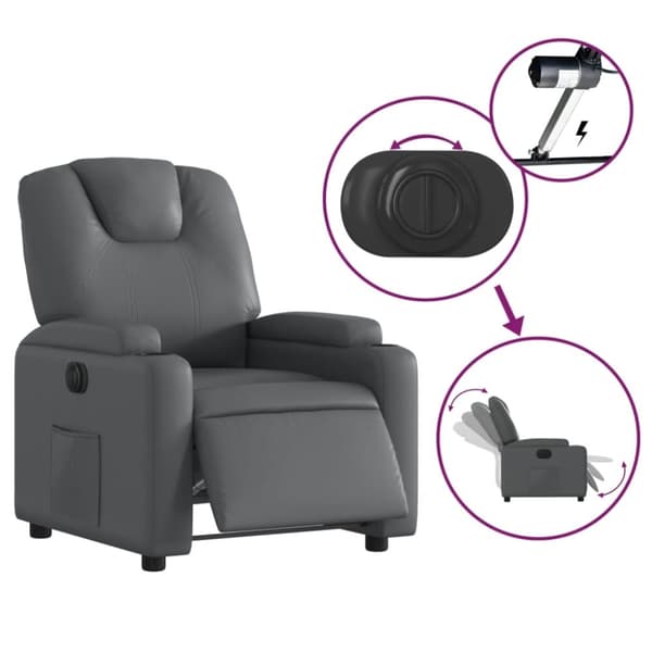 vidaXL Elektrisk reclinerfåtölj grå konstläder