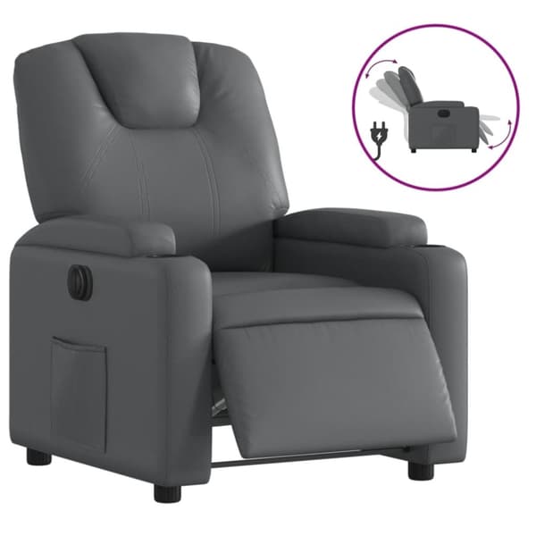 vidaXL Elektrisk reclinerfåtölj grå konstläder