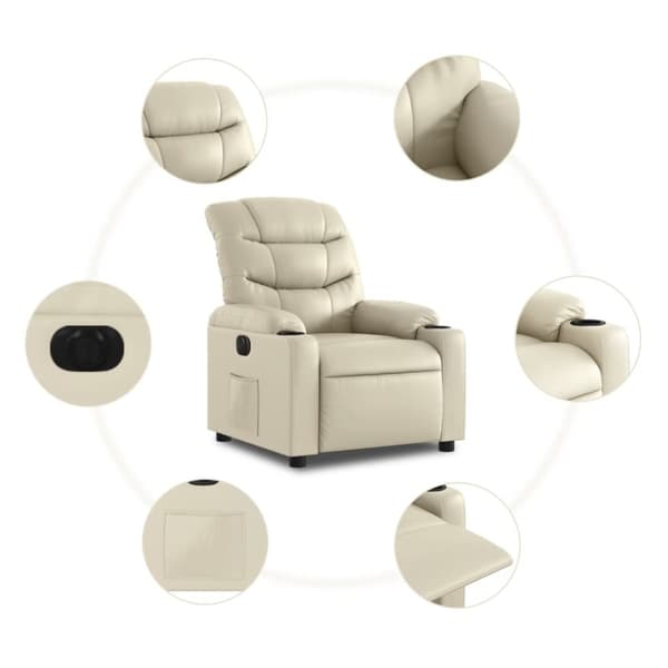 vidaXL Elektrisk reclinerfåtölj gräddvit konstläder