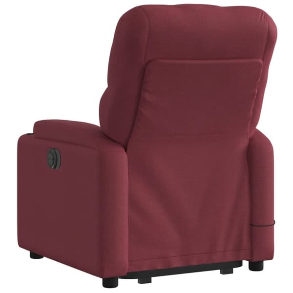 vidaXL Elektrisk massagefåtölj med uppresningshjälp vinröd tyg