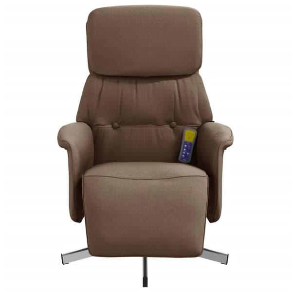 vidaXL Massagefåtölj med fotstöd brun tyg