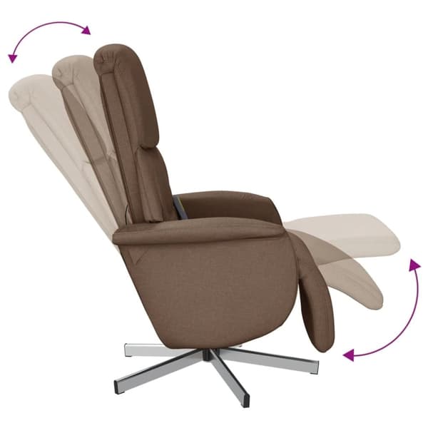 vidaXL Massagefåtölj med fotstöd brun tyg