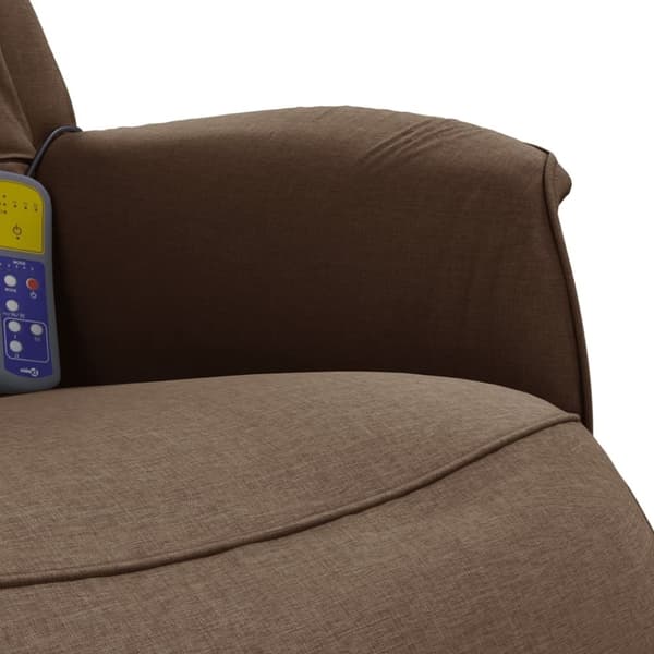 vidaXL Massagefåtölj med fotstöd brun tyg