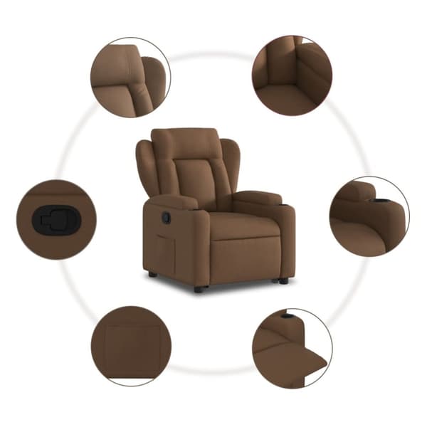 vidaXL Reclinerfåtölj med uppresningshjälp brun tyg