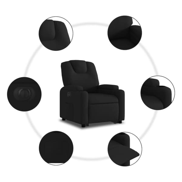 vidaXL Elektrisk reclinerfåtölj med uppresningshjälp svart tyg
