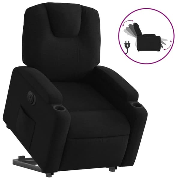 vidaXL Elektrisk reclinerfåtölj med uppresningshjälp svart tyg