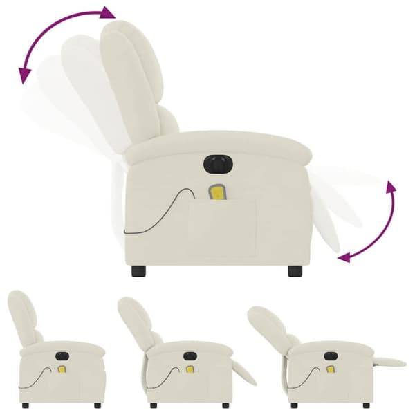 vidaXL Elektrisk massagefåtölj gräddvit sammet
