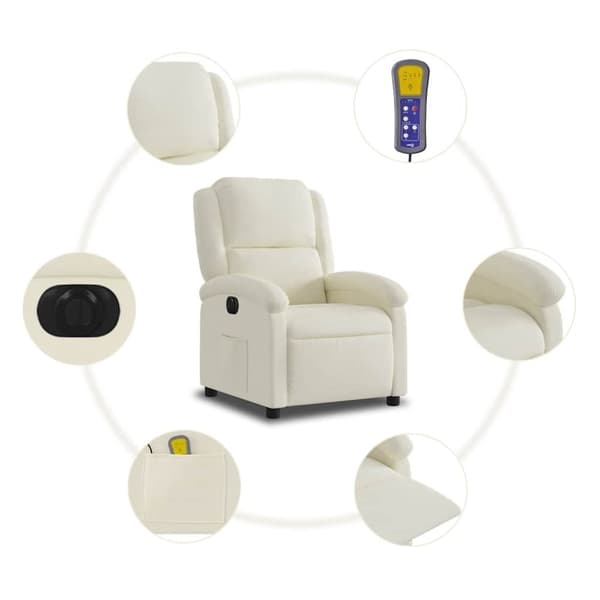 vidaXL Elektrisk massagefåtölj gräddvit sammet