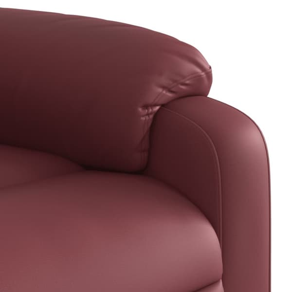 vidaXL Reclinerfåtölj med uppresningshjälp vinröd konstläder