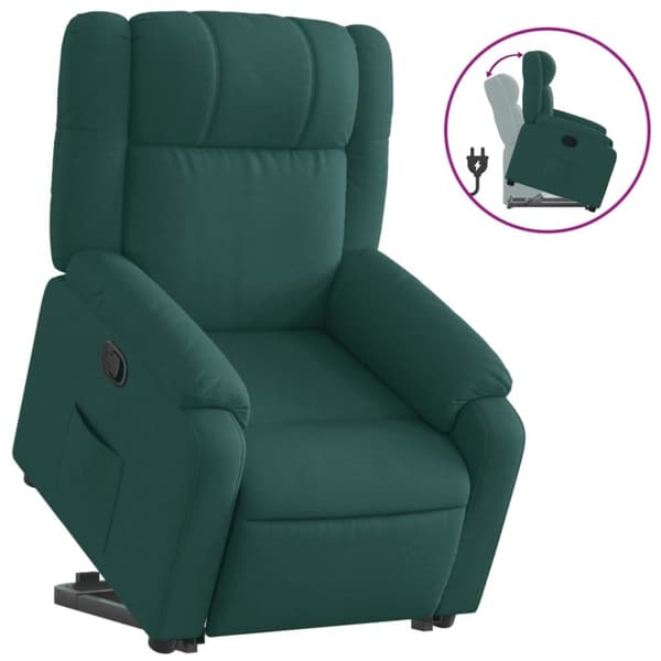 vidaXL Reclinerfåtölj med uppresningshjälp mörkgrön tyg