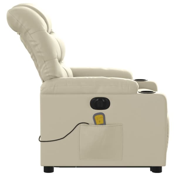vidaXL Massagefåtölj med uppresningshjälp gräddvit konstläder