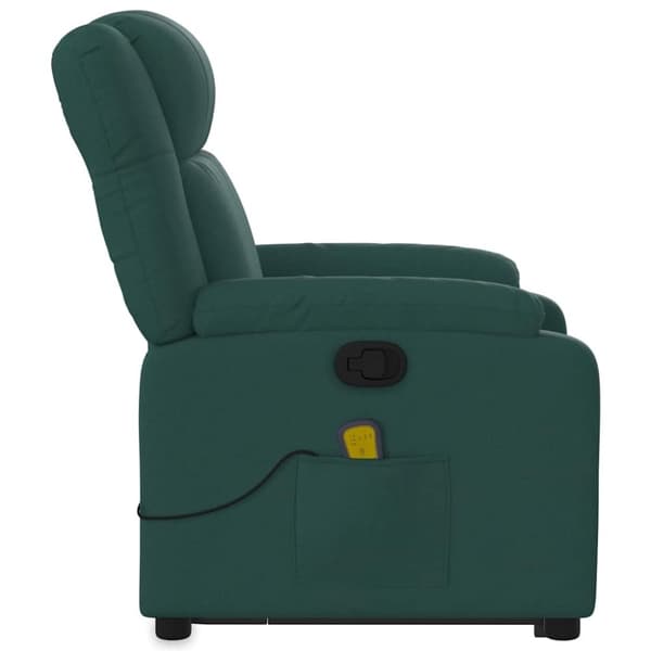 vidaXL Massagefåtölj med uppresningshjälp mörkgrön tyg
