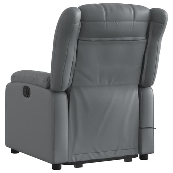 vidaXL Massagefåtölj med uppresningshjälp Grå konstläder
