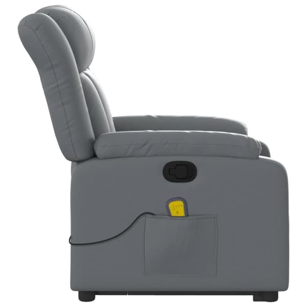 vidaXL Massagefåtölj med uppresningshjälp Grå konstläder