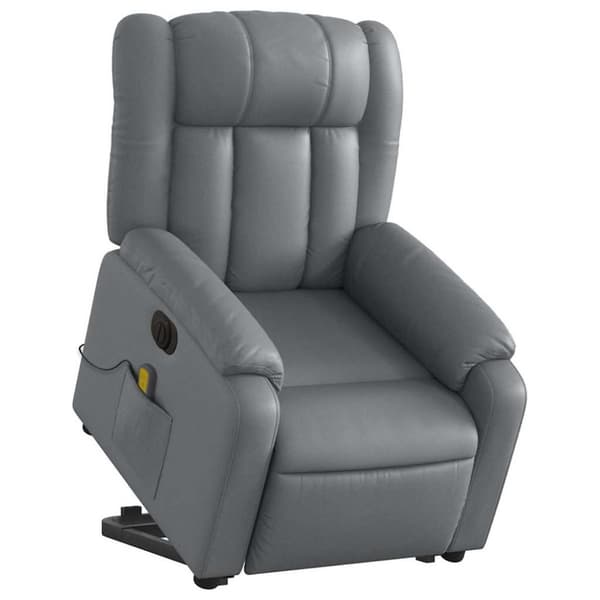vidaXL Massagefåtölj med uppresningshjälp grå konstläder