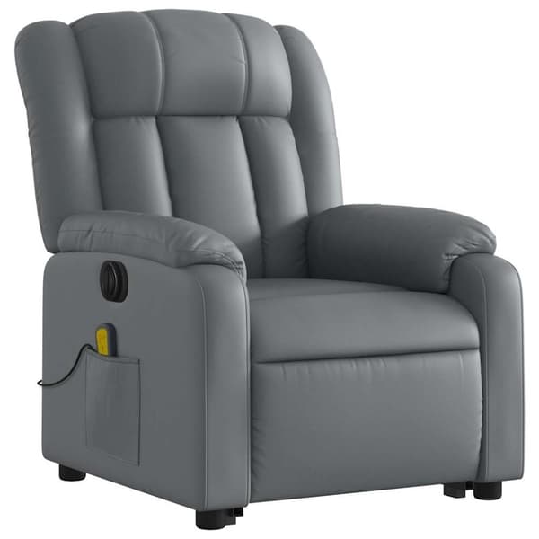 vidaXL Massagefåtölj med uppresningshjälp grå konstläder