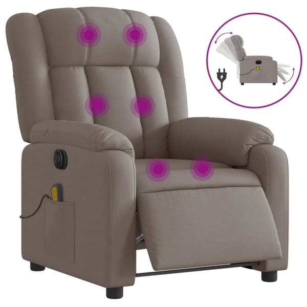 vidaXL Elektrisk massagefåtölj taupe tyg