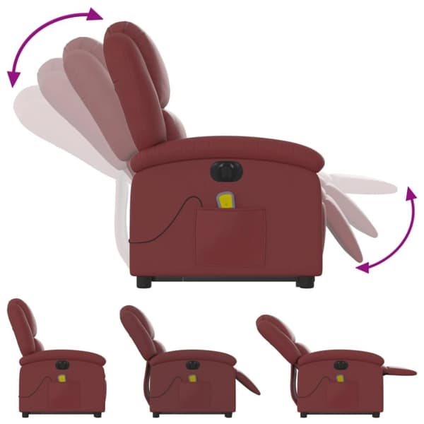 vidaXL massagestol med løftefunktion kunstlæder vinrød