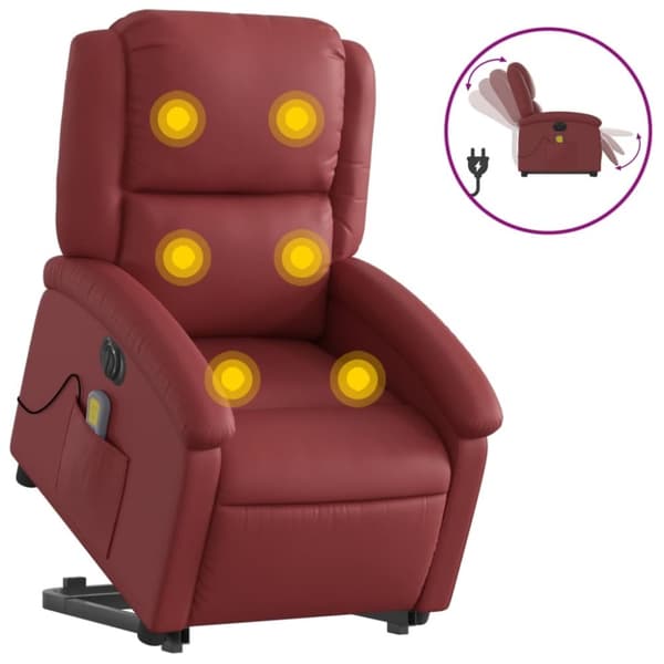 vidaXL massagestol med løftefunktion kunstlæder vinrød