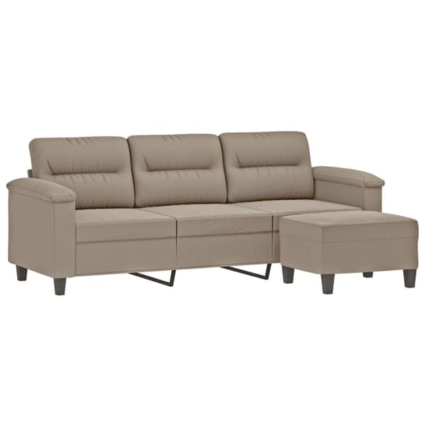 vidaXL 3-personers sofa med fodskammel 180 cm mikrofiberstof Gråbrun