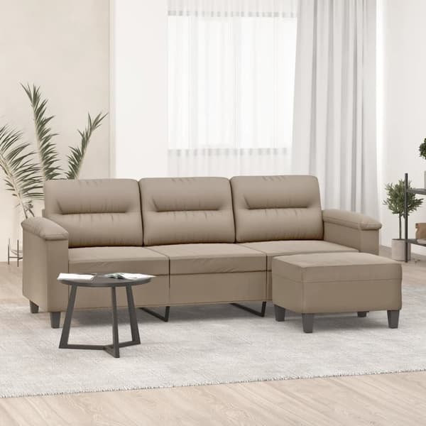 vidaXL 3-personers sofa med fodskammel 180 cm mikrofiberstof Gråbrun