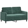 Miniatyrbillede 2 af 8: vidaXL sofasæt 2 dele med puder velour mørkegrøn