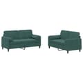 Miniatyrbillede 1 af 8: vidaXL sofasæt 2 dele med puder velour mørkegrøn