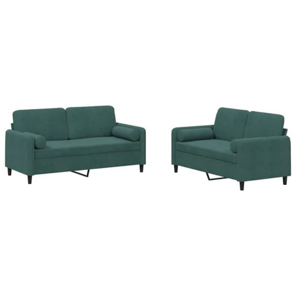 vidaXL sofasæt 2 dele med puder velour mørkegrøn