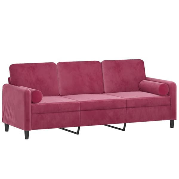 vidaXL 3-personers sofa med pyntepuder 180 cm velour vinrød