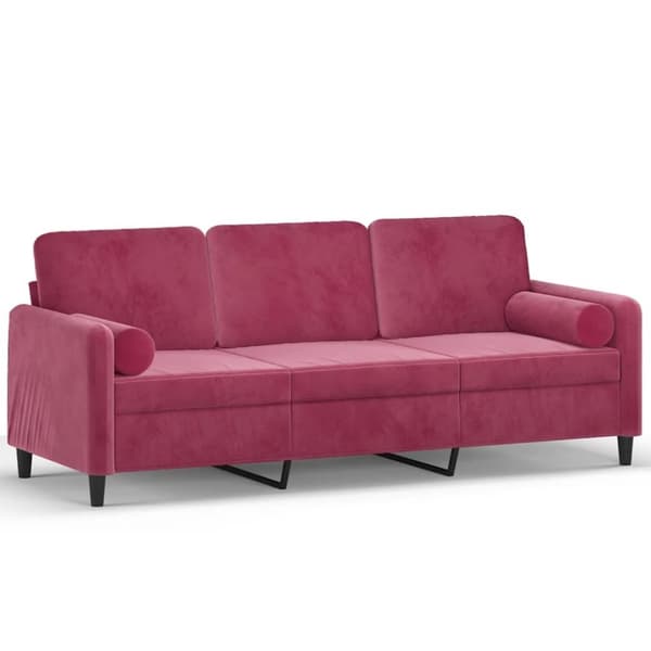 vidaXL 3-personers sofa med pyntepuder 180 cm velour vinrød